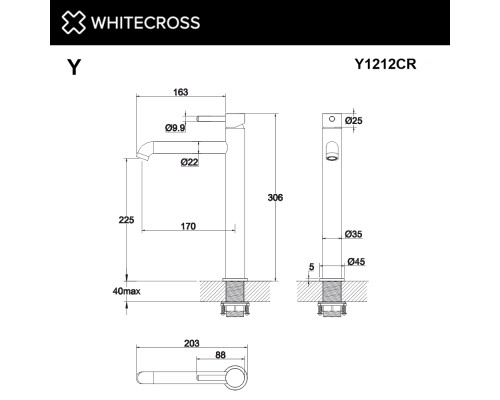 Смеситель для умывальника WHITECROSS Y Y1212CR хром