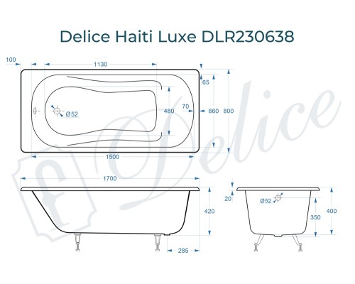 Ванна чугунная Delice Haiti Luxe 170х80