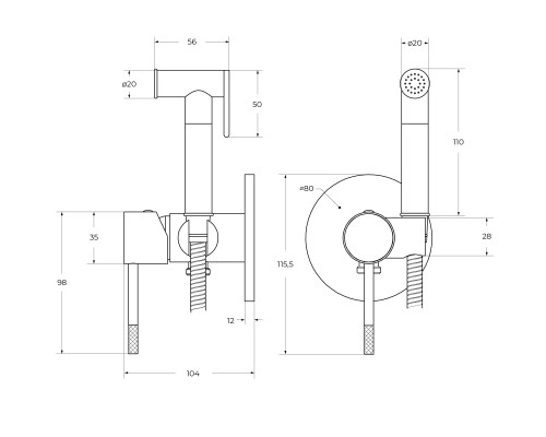 Гигиенический душ со смесителем Cezares Relax RELAX-DIF-01 Хром