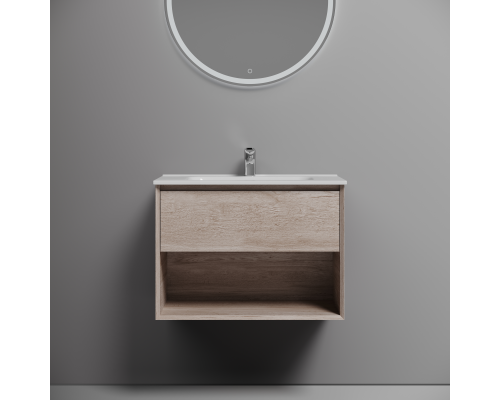 Тумба под раковину подвесная Sancos Marmi 1.0 69х44, с доводчиками, дуб галифакс, MR1.070EG
