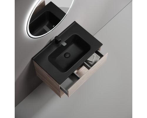 Тумба под раковину подвесная Sancos Marmi 1.0 69х44, с доводчиками, дуб галифакс, MR1.070EG