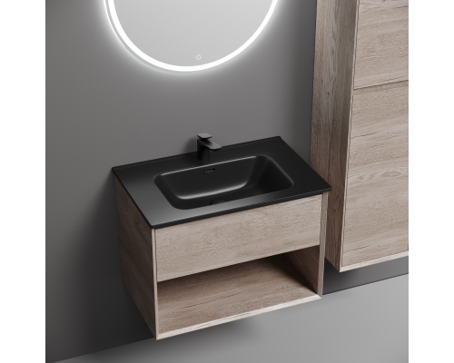 Тумба под раковину подвесная Sancos Marmi 1.0 69х44, с доводчиками, дуб галифакс, MR1.070EG