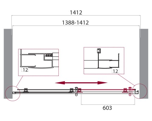Душевая дверь BelBagno Uno 140 UNO-195-BF-1-140-C-NERO Черный матовый