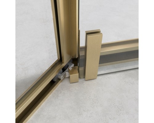 Душевой уголок Cezares Relax-304 100x100 RELAX-304-P-1-100-C-BORO профиль Брашированное золото стекло прозрачное