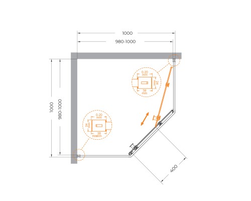 Душевой уголок Cezares Relax-304 100x100 RELAX-304-P-1-100-C-BORO профиль Брашированное золото стекло прозрачное