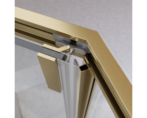 Душевой уголок Cezares Relax-304 100x100 RELAX-304-P-1-100-C-BORO профиль Брашированное золото стекло прозрачное