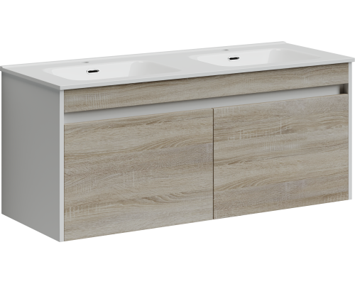 Тумба под раковину SANCOS Smart 1190х450х500, 4 ящика, дуб бардолино/белый