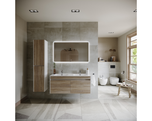 Тумба под раковину SANCOS Smart 1190х450х500, 4 ящика, дуб бардолино/белый