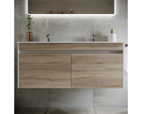 Тумба под раковину SANCOS Smart 1190х450х500, 4 ящика, дуб бардолино/белый