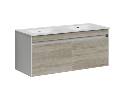 Тумба под раковину SANCOS Smart 1190х450х500, 4 ящика, дуб бардолино/белый