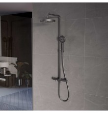 Душевая стойка Vincea Rim с изливом, вороненая сталь