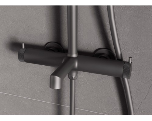 Душевая стойка Vincea Rim VSFS-2RM1GM с изливом, вороненая сталь