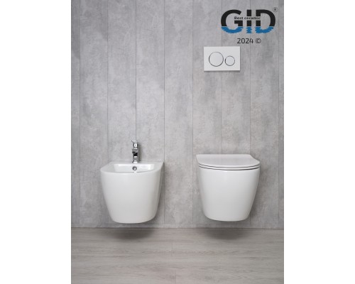 Безободковый подвесной унитаз Gid Tr2198 61107y с прочной крышкой-микролифт из дюропласта