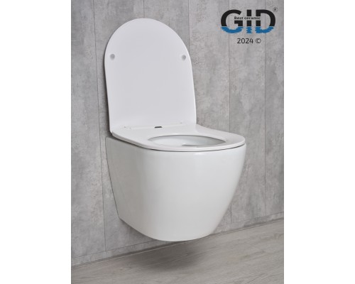 Безободковый подвесной унитаз Gid Tr2198 61107y с прочной крышкой-микролифт из дюропласта