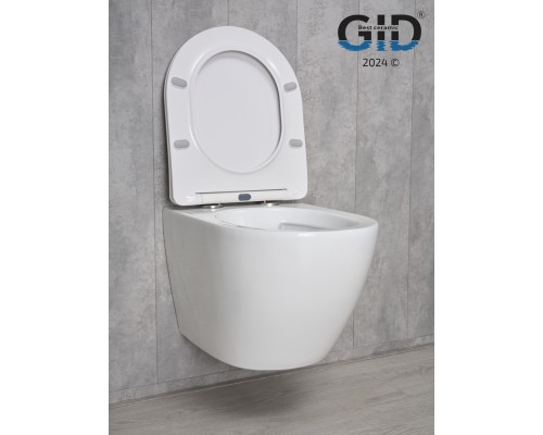Безободковый подвесной унитаз Gid Tr2198 61107y с прочной крышкой-микролифт из дюропласта