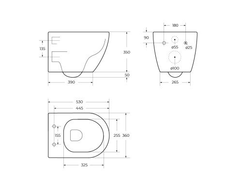 Унитаз Cezares Stream CZR-2426-TH-TOR/SC подвесной с сиденьем Микролифт