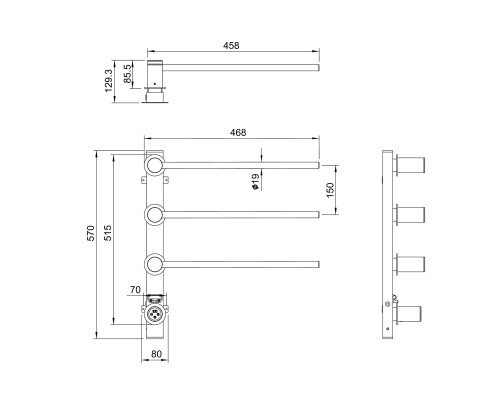 Полотенцесушитель электрический Wonzon&Woghand HAMBURG, Браш золото WW-AL313-BG