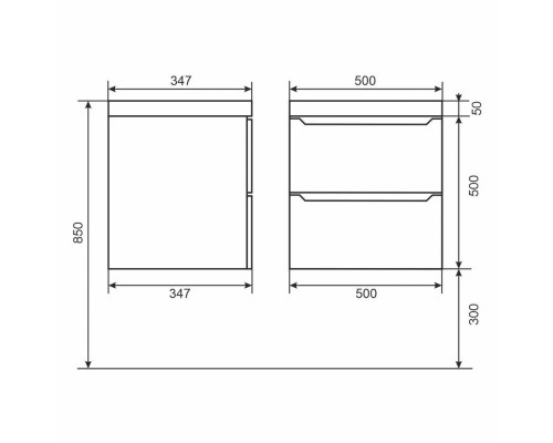 Тумба с раковиной Uperwood Tanos 50 см, черная