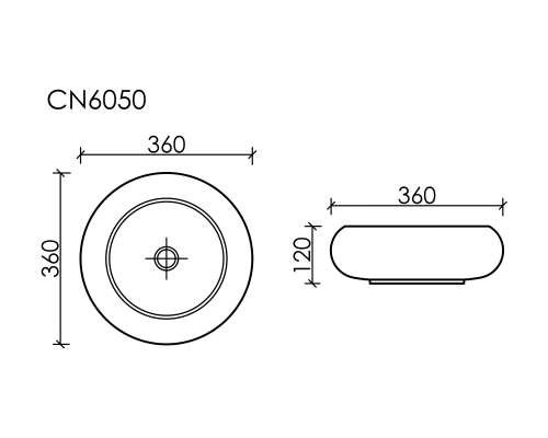Чаша накладная круглая Ceramica Nova Element 36x36 Белый