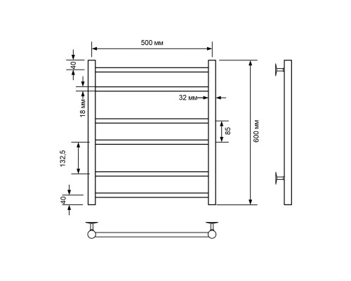 Полотенцесушитель водяной Comfysan Noumi W-6 60/50, белый