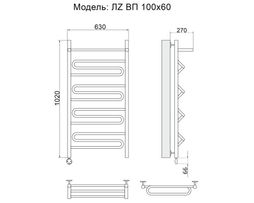 Полотенцесушитель электрич-ий Ника CURVE ЛZ ВП 100/60 левый тэн