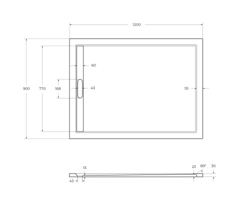 Поддон литой из искусственного мрамора Cezares TRAY-AS-AH-120/90-30-W