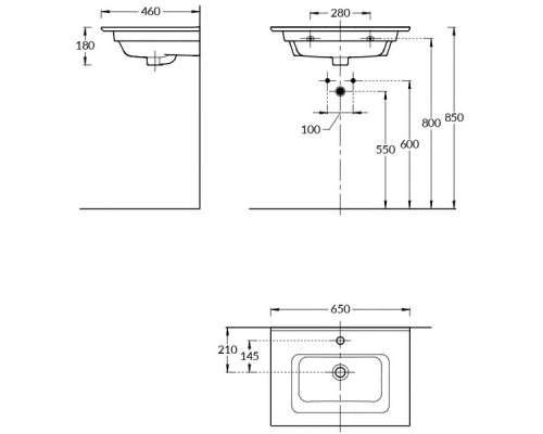 Раковина полувстраиваемая Monblan Bruno 65 Белая