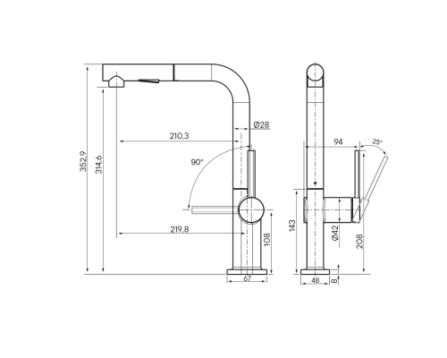 Смеситель для кухни Paulmark Neo Ne214419-G Золото