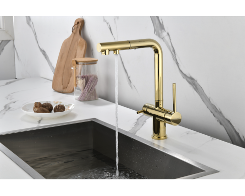 Смеситель для кухни Paulmark Serpentine Se213222-G Золото