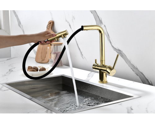 Смеситель для кухни Paulmark Serpentine Se213222-G Золото