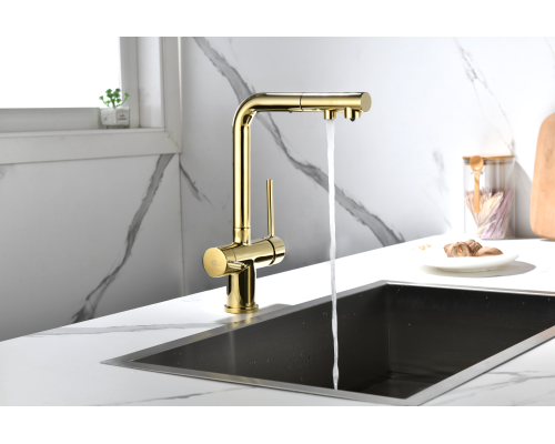 Смеситель для кухни Paulmark Serpentine Se213222-G Золото