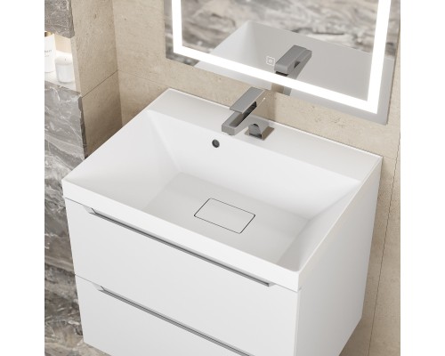 Раковина для ванной 60 см, Uperwood Classic New, белая глянцевая, с накладкой для слива