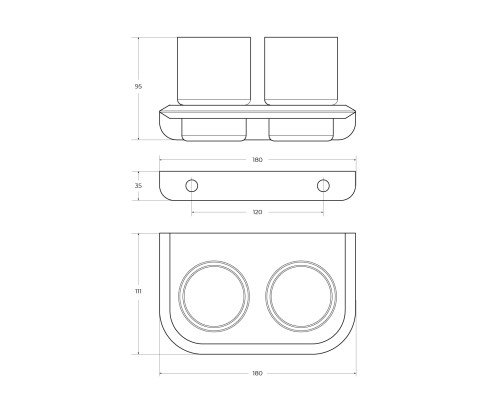 Стакан для зубных щеток Cezares Liner LINER-TUMDS-01 двойной Хром
