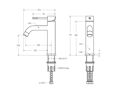 Смеситель для раковины Cezares Relax RELAX-LS1-BORO Брашированное золото