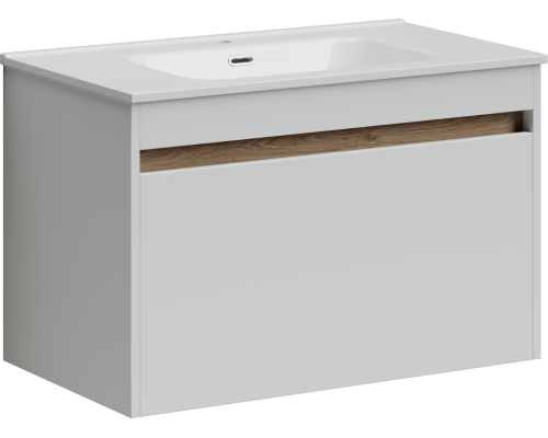 Тумба под раковину SANCOS Smart 790х450х500, c двумя ящиками, белый глянец