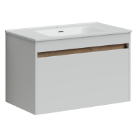 Тумба под раковину SANCOS Smart 790х450х500, c двумя ящиками, белый глянец