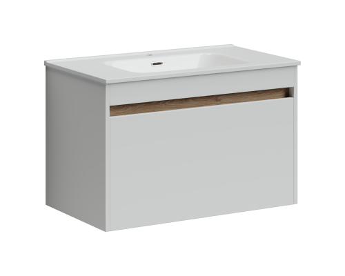 Тумба под раковину SANCOS Smart 790х450х500, c двумя ящиками, белый глянец