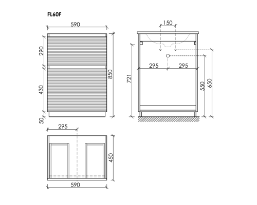 Тумба под раковину Напольная Sancos Folk Floor 59 FL60FCP Капучино