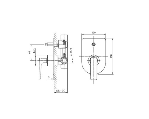 Смеситель для ванны встраиваемый Wonzon&Woghand SHARK, Хром WW-483700-CR