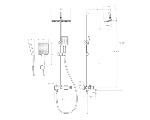 Душевая система BelBagno Ardente ARDENTE-VSCM-CRM Хром