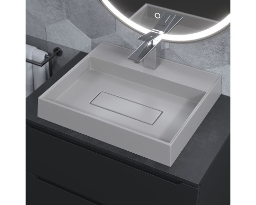 Раковина для ванной накладная 50 см, Uperwood Tanos Quartz, прямоугольная, белая, "жасмин"