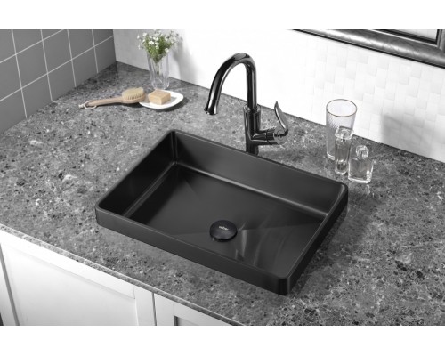 Раковина встраиваемая сверху ABBER Wasser Kreis черная матовая