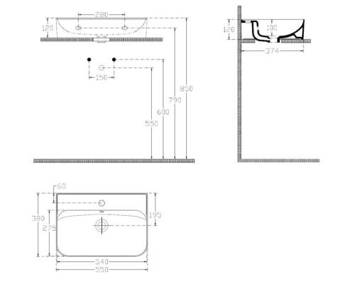 Раковина накладная ISVEA SistemaU 55см, белая 10PL53055SV