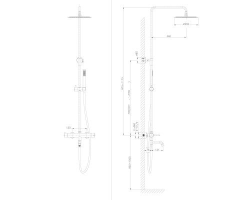 Душевая система Raiber premium RPG-006 Graceful, матовое золото