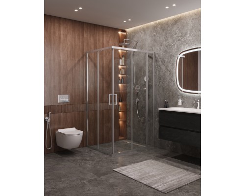 Душевой уголок Cezares Molveno AH-21 130х100 MOLVENO-AH-21-100+30-C-Cr-IV профиль Хром стекло прозрачное