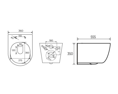 Подвесной безободковый унитаз Charus Estella EWC700-121W сиденьем микролифт