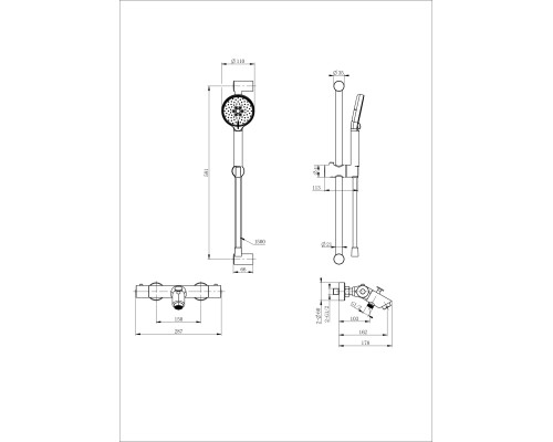 Смеситель для ванны с душем и термостатом Wonzon&Woghand, Брашированное золото