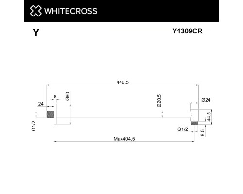 Кронштейн душевой настенный Whitecross Y1309CR хром