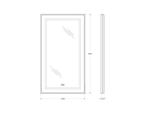 Зеркало BelBagno Kraft 50 SPC-KRAFT-500-900-LED-TCH-WARM с подсветкой Сатин с сенсорным выключателем и подогревом