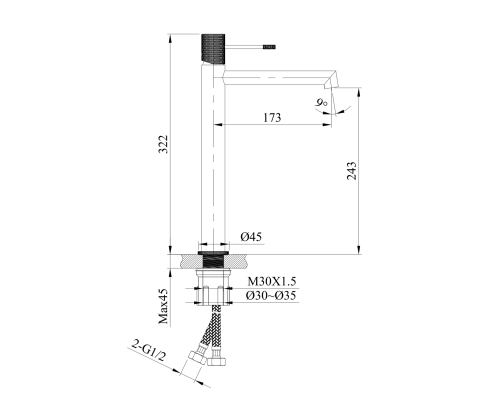 Смеситель для раковины ALTROBAGNO Интенто (Intento) 010232 GM